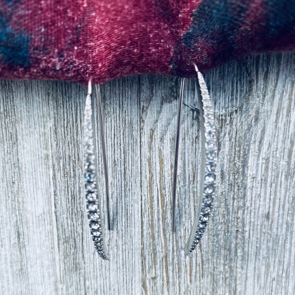 Diamond Splendor Open Hoop Earrings Silver